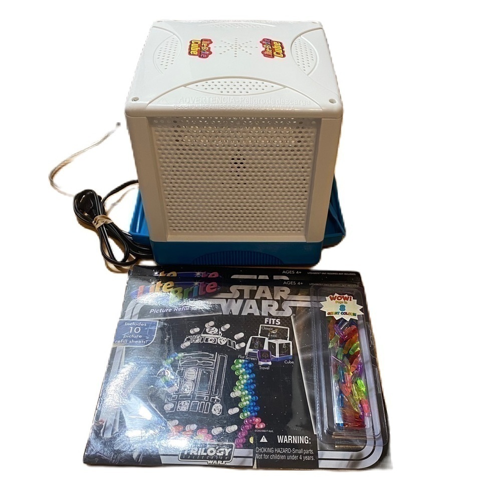 Lite Brite Cube W/ Star Wars Trilogy Picture Refill Sets Vintage Electric Toy